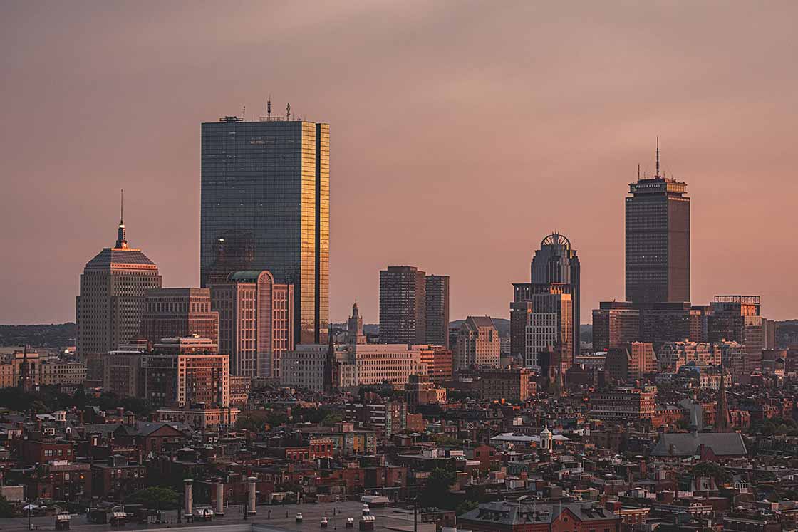 Boston skyline at dusk