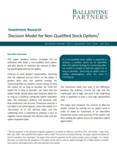 Decision Model for Non-Qualified Stock Options