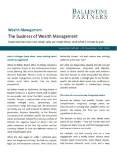 The Business of Wealth Management