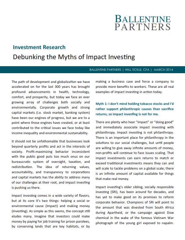 Debunking the Myths of Impact Investing