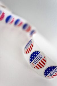 Unfurled roll of "I Voted" stickers
